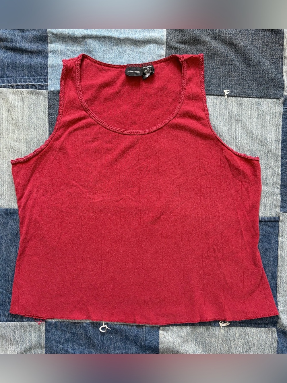 vintage y2k xhilaration red knit tank top 100% cotton striped size XL